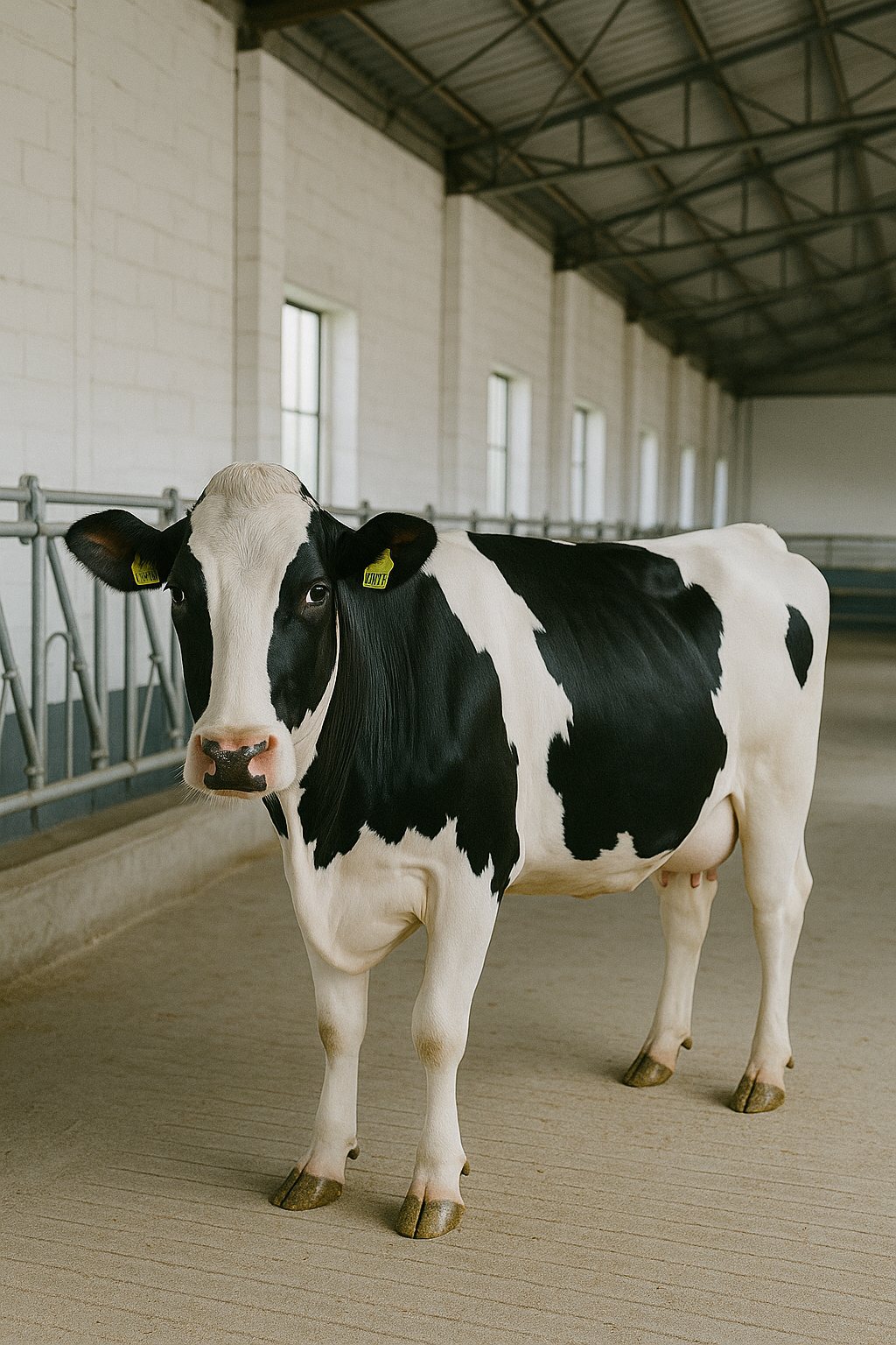 Vaca lechera en instalación ganadera