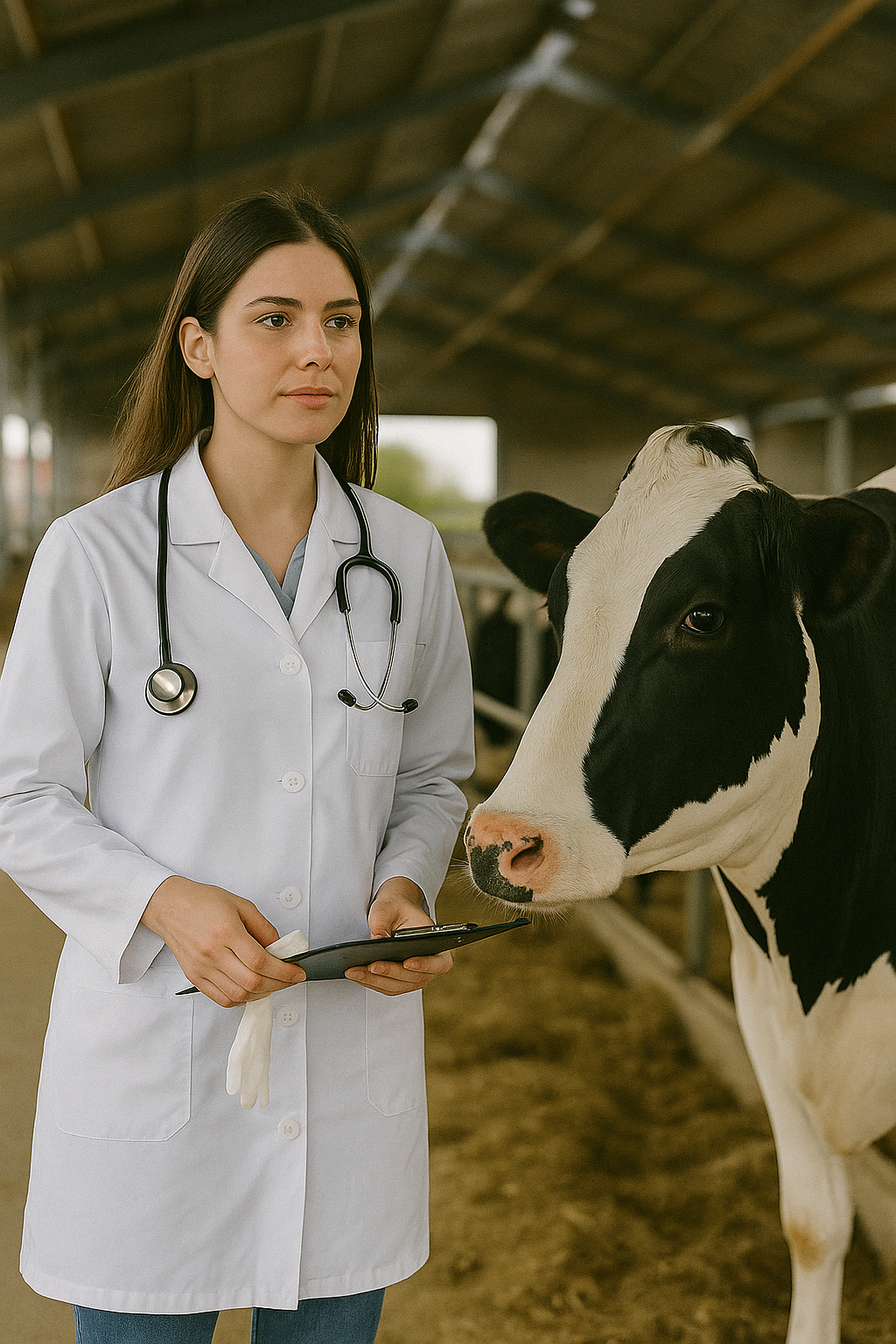veterinaria con vaca